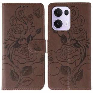 For OPPO Reno13 Pro 5G Global Rose Butterfly Embossed Leather Phone Case(Brown)