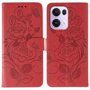 For OPPO Reno13 Pro 5G Global Rose Butterfly Embossed Leather Phone Case(Red)
