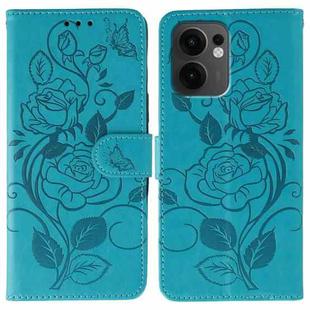 For OPPO Reno13 F 4G Global / 5G Global Rose Butterfly Embossed Leather Phone Case(Blue)