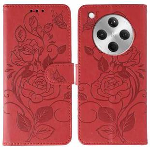 For OPPO Find X8 Rose Butterfly Embossed Leather Phone Case(Red)