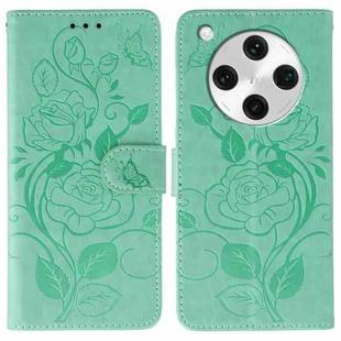 For OPPO Find X8 Pro Rose Butterfly Embossed Leather Phone Case(Green)