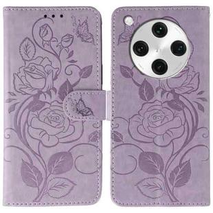 For OPPO Find X8 Pro Rose Butterfly Embossed Leather Phone Case(Purple)