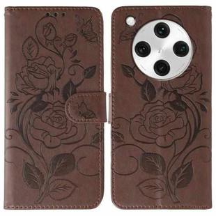 For OPPO Find X8 Pro Rose Butterfly Embossed Leather Phone Case(Brown)