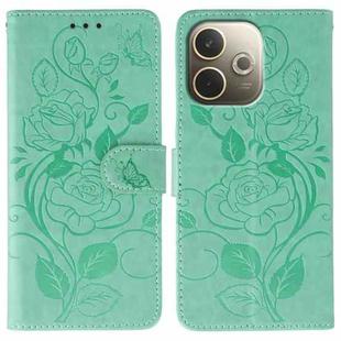 For OPPO A5 Pro 5G Global Rose Butterfly Embossed Leather Phone Case(Green)