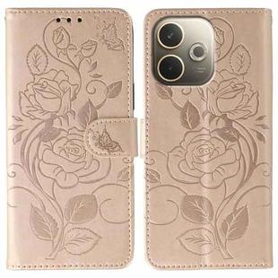 For OPPO A5 Pro 5G Global Rose Butterfly Embossed Leather Phone Case(Rose Gold)