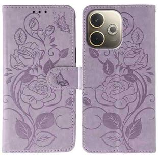 For OPPO A5 Pro 5G Global Rose Butterfly Embossed Leather Phone Case(Purple)
