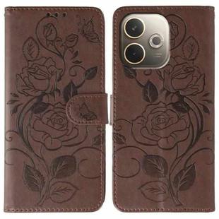 For OPPO A5 Pro 5G Global Rose Butterfly Embossed Leather Phone Case(Brown)