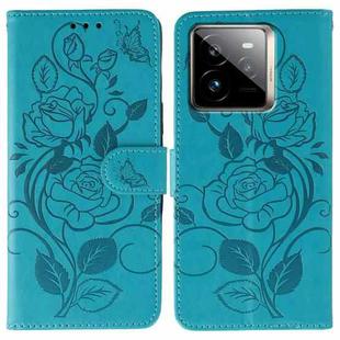 For Realme GT 7 Pro Rose Butterfly Embossed Leather Phone Case(Blue)