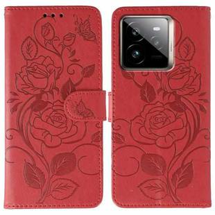 For Realme GT 7 Pro Rose Butterfly Embossed Leather Phone Case(Red)