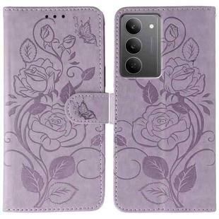 For Realme 14x Rose Butterfly Embossed Leather Phone Case(Purple)