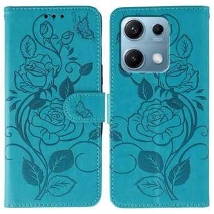 For Redmi Note 14S 4G Global Rose Butterfly Embossed Leather Phone Case(Blue)