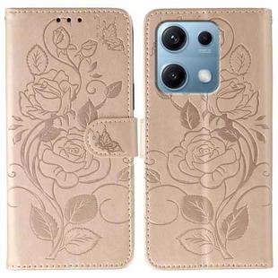 For Redmi Note 14S 4G Global Rose Butterfly Embossed Leather Phone Case(Rose Gold)