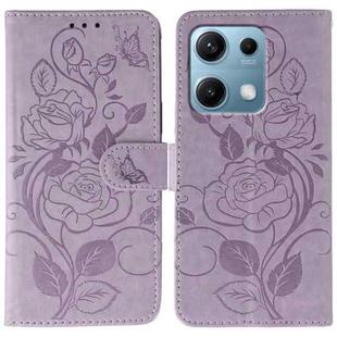 For Redmi Note 14S 4G Global Rose Butterfly Embossed Leather Phone Case(Purple)