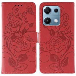 For Redmi Note 14S 4G Global Rose Butterfly Embossed Leather Phone Case(Red)