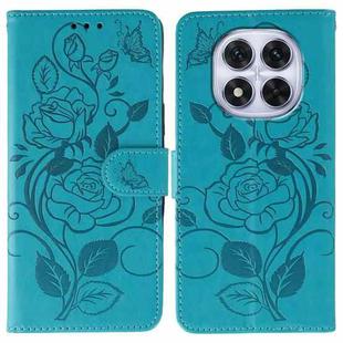 For Redmi Note 14 Pro 4G Global Rose Butterfly Embossed Leather Phone Case(Blue)