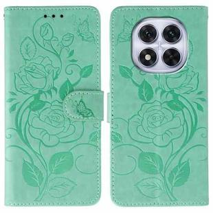 For Redmi Note 14 Pro 4G Global Rose Butterfly Embossed Leather Phone Case(Green)
