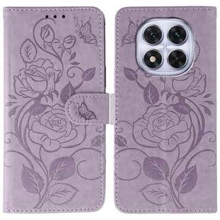 For Redmi Note 14 Pro 4G Global Rose Butterfly Embossed Leather Phone Case(Purple)