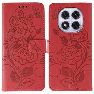 For Redmi Note 14 Pro 4G Global Rose Butterfly Embossed Leather Phone Case(Red)