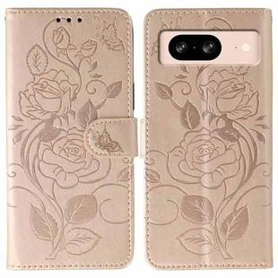 For Google Pixel 8 Rose Butterfly Embossed Leather Phone Case(Rose Gold)