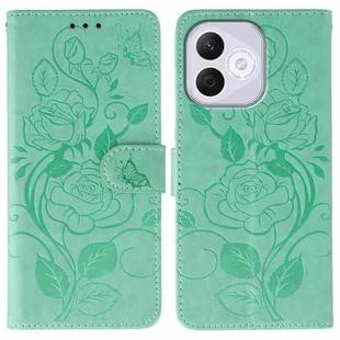 For Honor 400 Lite Rose Butterfly Embossed Leather Phone Case(Green)