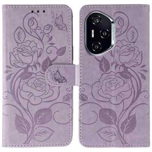 For Honor 400 Rose Butterfly Embossed Leather Phone Case(Purple)