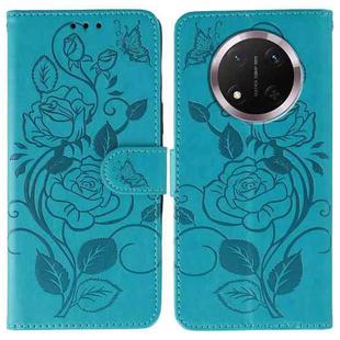 For Honor Magic7 Lite / X9c Rose Butterfly Embossed Leather Phone Case(Blue)