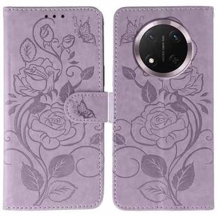 For Honor Magic7 Lite / X9c Rose Butterfly Embossed Leather Phone Case(Purple)