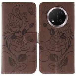 For Honor Magic7 Lite / X9c Rose Butterfly Embossed Leather Phone Case(Brown)