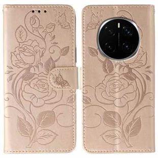 For Honor Magic7 Pro Rose Butterfly Embossed Leather Phone Case(Rose Gold)