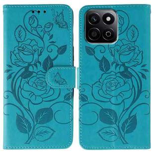 For Honor X7c / Play 60 Plus Rose Butterfly Embossed Leather Phone Case(Blue)