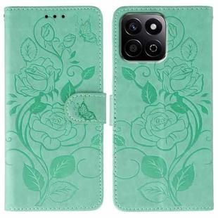 For Honor X7c / Play 60 Plus Rose Butterfly Embossed Leather Phone Case(Green)