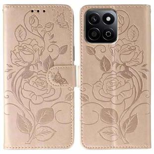 For Honor X7c / Play 60 Plus Rose Butterfly Embossed Leather Phone Case(Rose Gold)