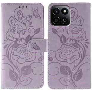 For Honor X7c / Play 60 Plus Rose Butterfly Embossed Leather Phone Case(Purple)
