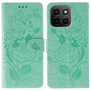 For Honor X6c 4G Rose Butterfly Embossed Leather Phone Case(Green)