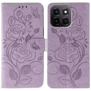 For Honor X6c 4G Rose Butterfly Embossed Leather Phone Case(Purple)