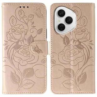 For Honor 400 Pro Global 160.8mm Rose Butterfly Embossed Leather Phone Case(Rose Gold)