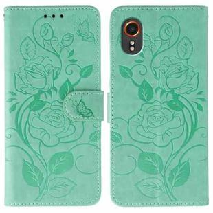 For Samsung Galaxy XCover7 Rose Butterfly Embossed Leather Phone Case(Green)