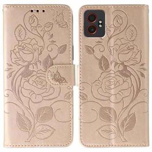For Samsung Galaxy XCover7 Pro Rose Butterfly Embossed Leather Phone Case(Rose Gold)
