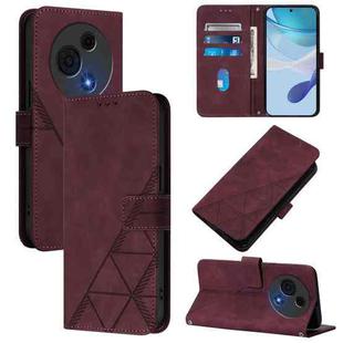 For TCL 60 NxtPaper Crossbody 3D Embossed Flip Leather Phone Case(Wine Red)