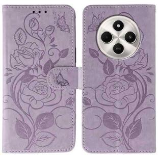 For Xiaomi Poco C75 4G / Poco M7 Rose Butterfly Embossed Leather Phone Case(Purple)