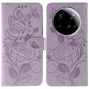 For Xiaomi 15 Ultra Rose Butterfly Embossed Leather Phone Case(Purple)