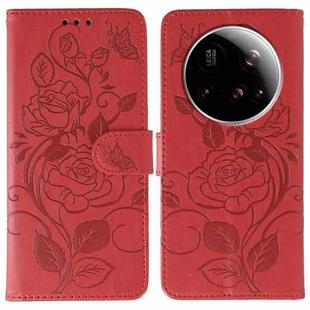 For Xiaomi 15 Ultra Rose Butterfly Embossed Leather Phone Case(Red)