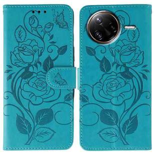 For Xiaomi Poco F7 Ultra / Redmi K80 Pro Rose Butterfly Embossed Leather Phone Case(Blue)