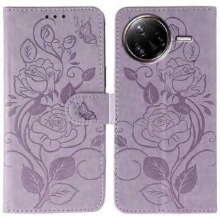 For Xiaomi Poco F7 Ultra / Redmi K80 Pro Rose Butterfly Embossed Leather Phone Case(Purple)