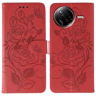For Xiaomi Poco F7 Ultra / Redmi K80 Pro Rose Butterfly Embossed Leather Phone Case(Red)