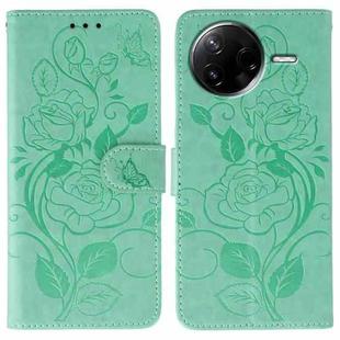For Xiaomi Poco F7 Pro / Redmi K80 Rose Butterfly Embossed Leather Phone Case(Green)