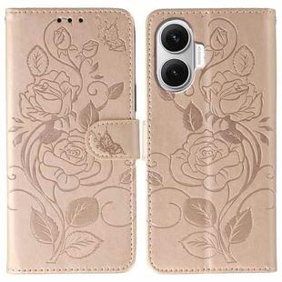 For Redmi Turbo 4 Pro 5G / Poco F7 Rose Butterfly Embossed Leather Phone Case(Rose Gold)