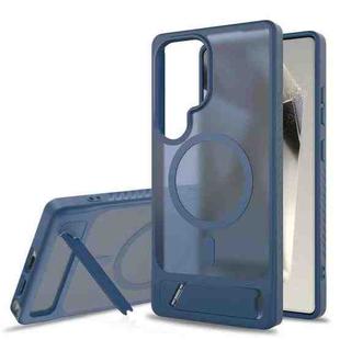 For Samsung Galaxy S25 Ultra 5G Frosted Holder PC Hybrid TPU MagSafe Phone Case(Royal Blue)