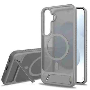 For Samsung Galaxy S24+ 5G Frosted Holder PC Hybrid TPU MagSafe Phone Case(Dark Grey)