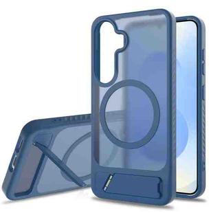 For Samsung Galaxy S24 5G Frosted Holder PC Hybrid TPU MagSafe Phone Case(Royal Blue)